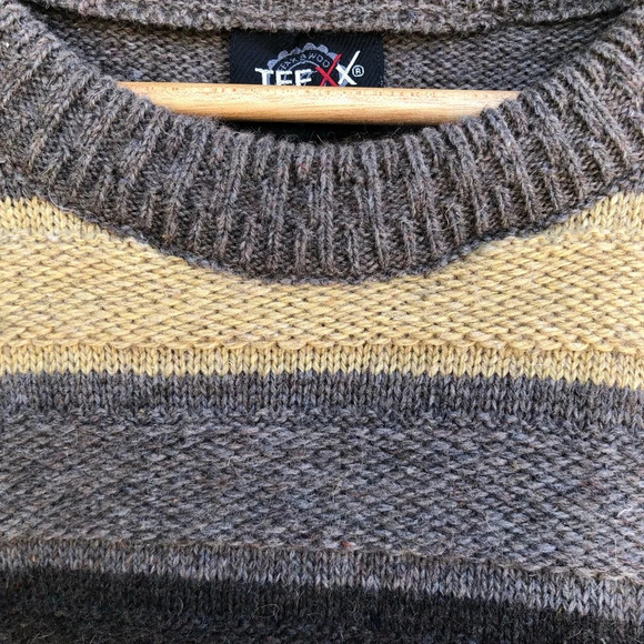 Vintage Wool mix Crew Neck Multicoloured Striped Sweater - Tee XX - XXL - Picture 5 of 7